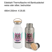 Edelsstahl Thermoflasche mit Bambusdeckel